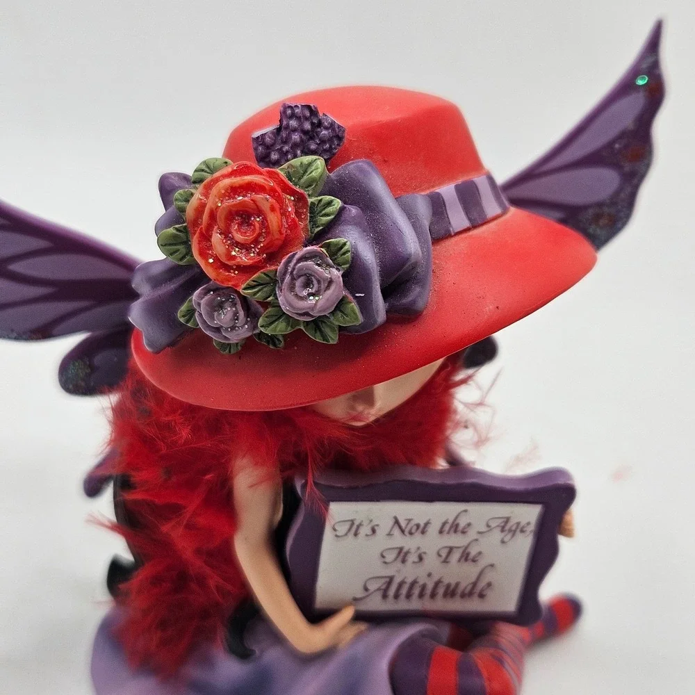 Hatterific It's Not the Age It's the Attitude Red Hat Purple Wings Fairy